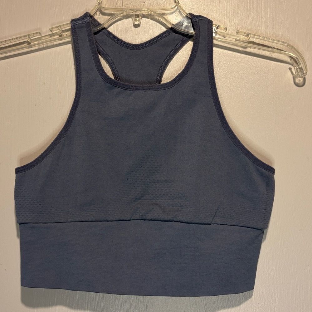 Free People Movement Seamless Racerback Bra Cutout Back Hole Detail Blue M/L